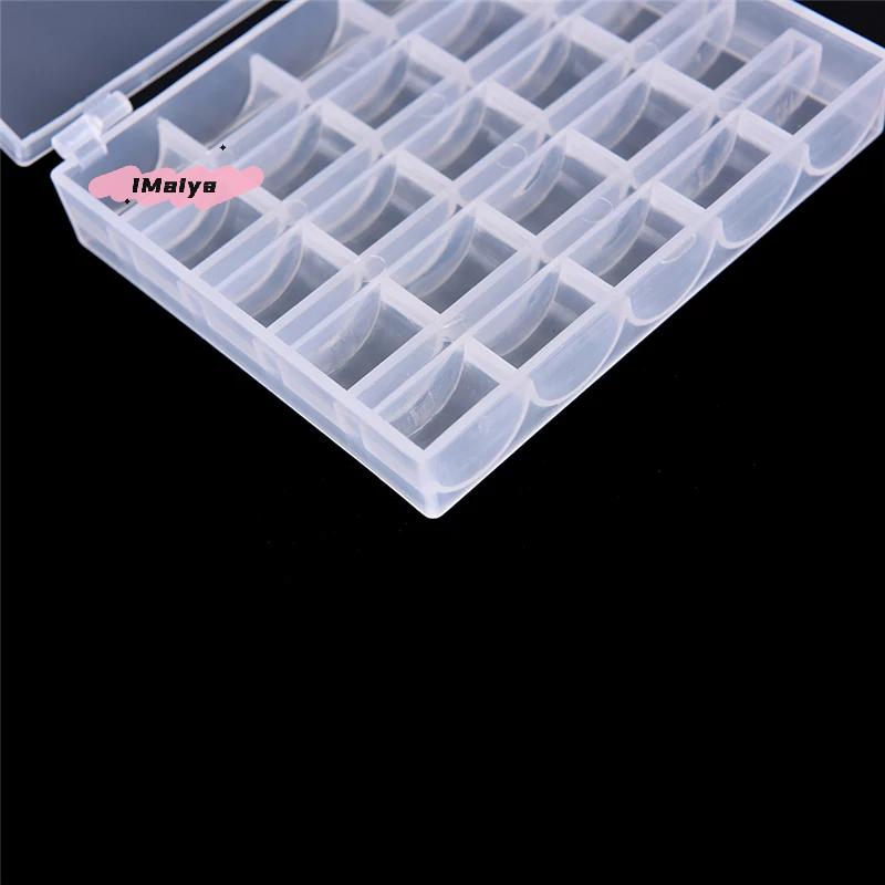 M-1pc 25 Spools Empty Bobbins Storage Box Sewing Accessories Tools Plastic Sewing Machine Bobbin Case Knitting Needle Organizer