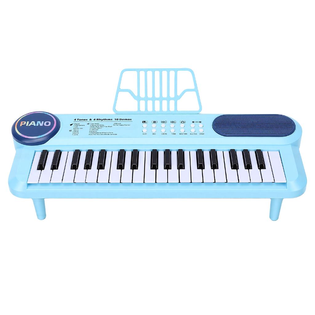 37 Tasten Kinder Keyboard Klavier mit Mikrofonständer Musikspielzeug Tragbares Elektronisches Klavier für Früherziehung Blau