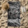 1pc Fierce White Tiger with Lightning Eyes 2D Printed Microfiber Beach Towel, Quick Dry Super Absorbent. Great for Beach, Pool