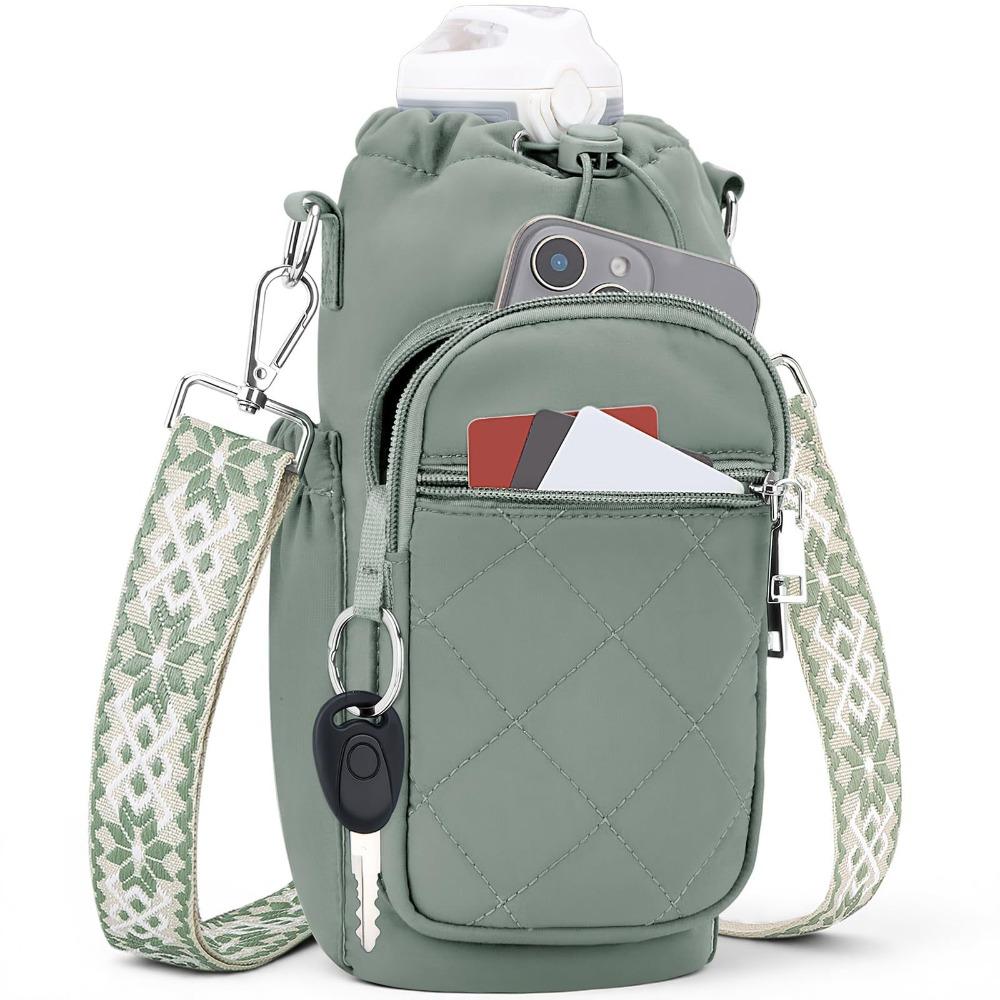 Large Capacity Water Bottle Holder RFID Blocking Mobile Phone Bag for Women Men