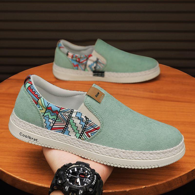 Canvas Shoes Boys Summer Breathable Trend Versatile Sleeve Casual Board Shoes Men Linen Cloth Shoes Old Beijing Cloth Shoes