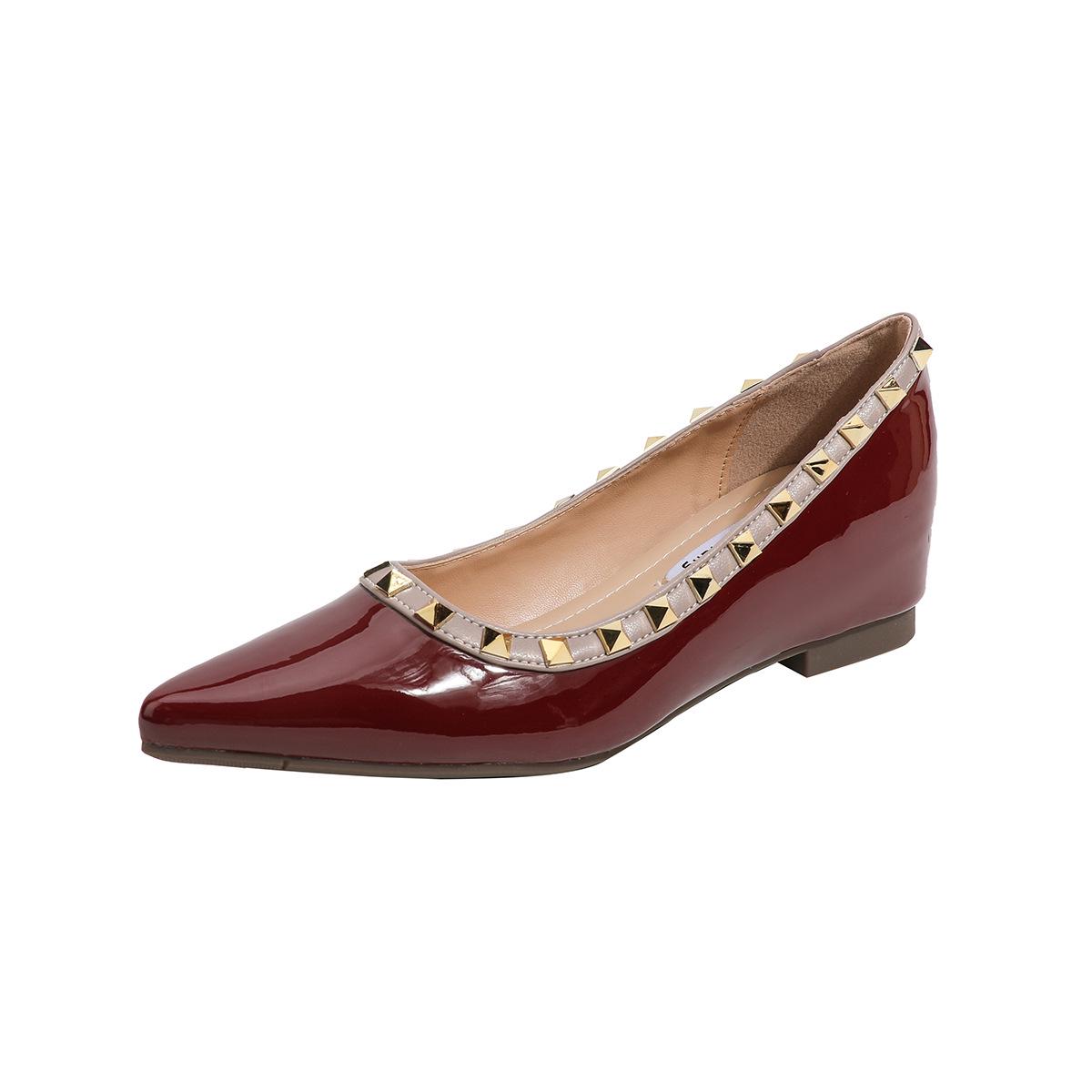 

Women s Weiwei Girl 8916-2 Studded Pointed Toe Slip-on Flat Shoes with Inner Lift 41 бордовий