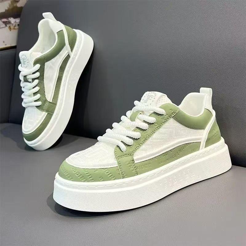 Men's shoes summer breathable trend versatile casual white board shoes youth non-slip sports thick-soled cloth shoes white shoes