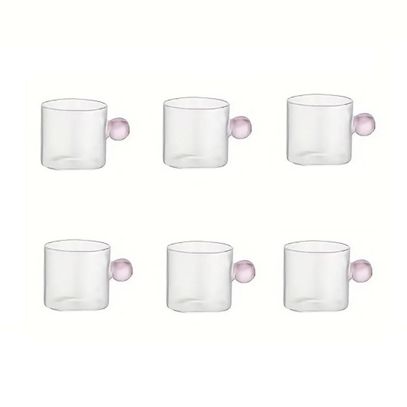 

6 шт. чашек для эспрессо с шарообразной ручкой, мини-кофейные чашки, термостойкие чайные чашки, стеклянные кружки для питья, посуда для напитков, 100 мл/3,38 унции 51-100ml