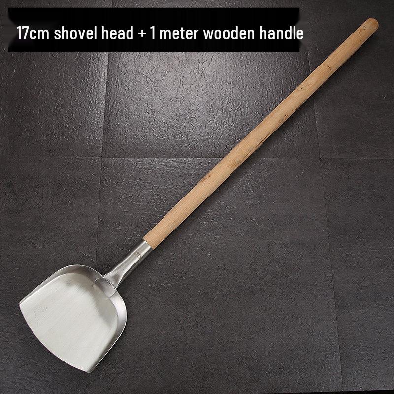 Large 304 Stainless Steel Wok Spatula with Long Wooden Handle