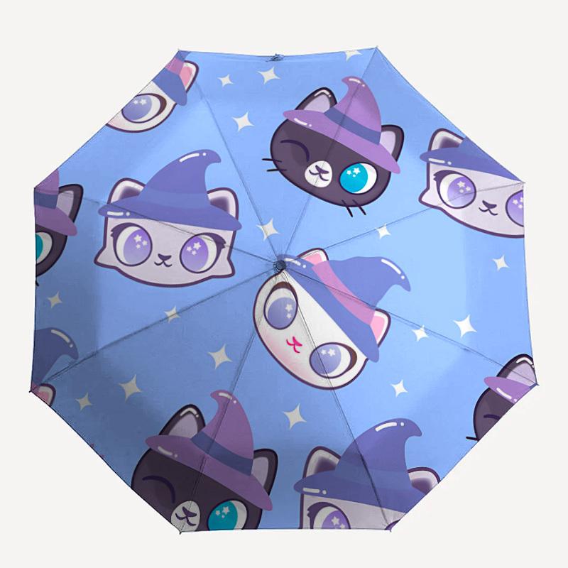 

1pc Witch Cats Automatic Open/close Umbrella, 8-Rib sturdy structure, Portable Travel Umbrella, Parties, Everyday Use, Outdoor Accessory, Ar