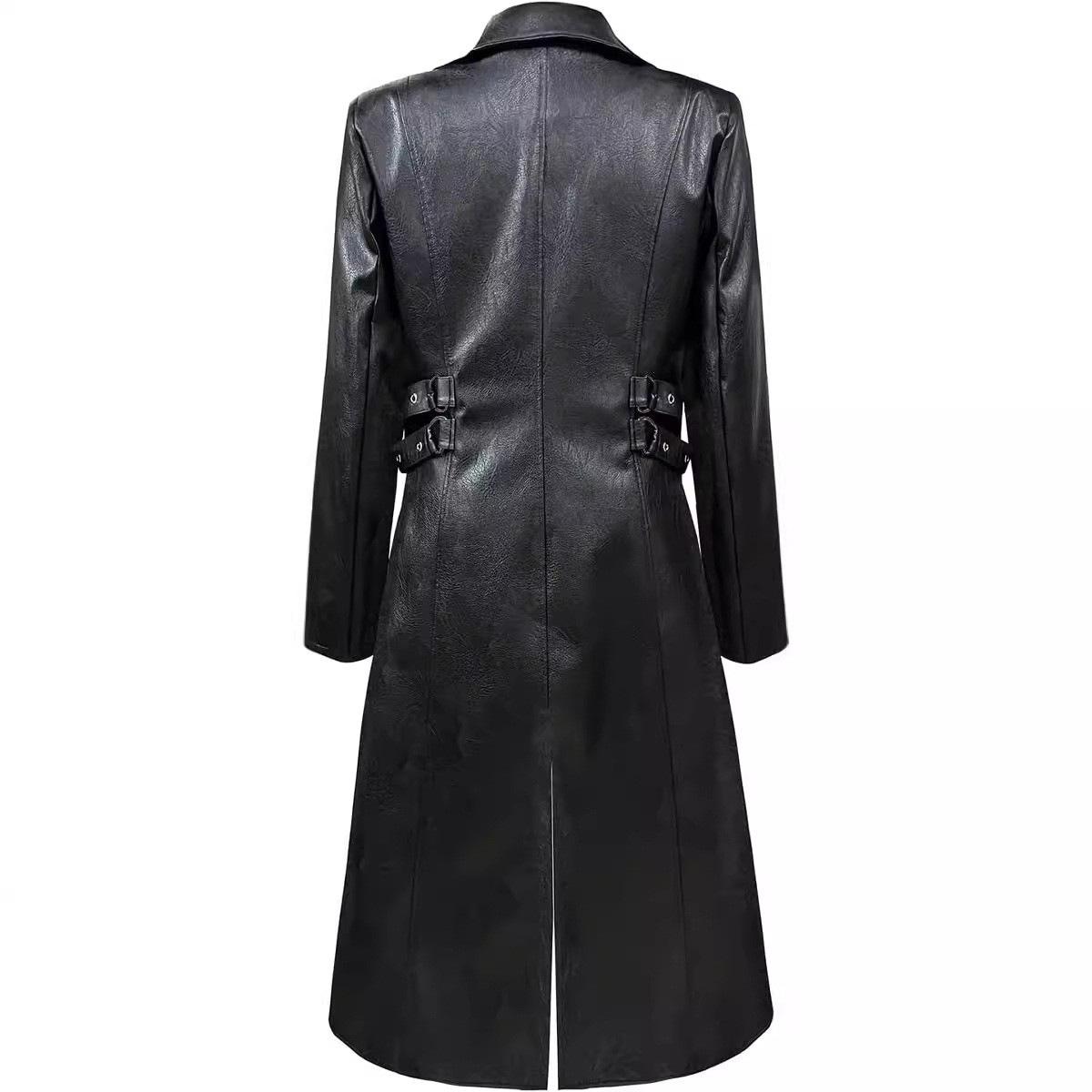 Мужские осенне-зимние длинные кожаные куртки — фото 4