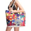 Bohemian Geometric Large Capacity Travel Tote With Zipper Closure For Beach And Casual Use