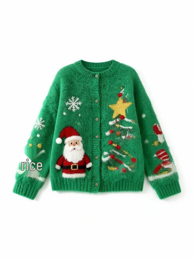 European & American Autumn/Winter Casual Letter Jacquard Knit Pullover