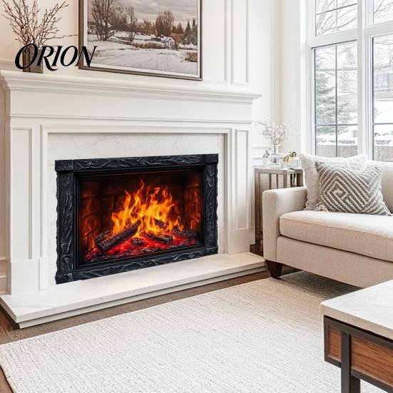 Cozy Living Room Decor Fireplace Flame Wall Decal, Vintage European Background Sticker, Self-Adhesive Waterproof Window Sticker Mural for Dining Space