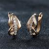 Luxury Female Small White Zircon Stone Clip Earrings Charm Gold Color Wedding Jewelry For Women