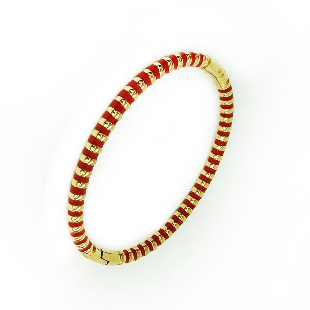Gold Bamboo Pattern Women's Bracelet with Colored Epoxy Resin