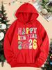 Women's 2026 New Year Pattern Hoodie - Autumn/Winter Casual Streetwear Sweatshirt