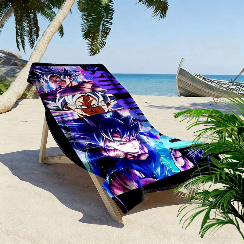 Son Goku Print Beach Towel, Large Soft Quick Dry Towel for Beach Camping Swimming