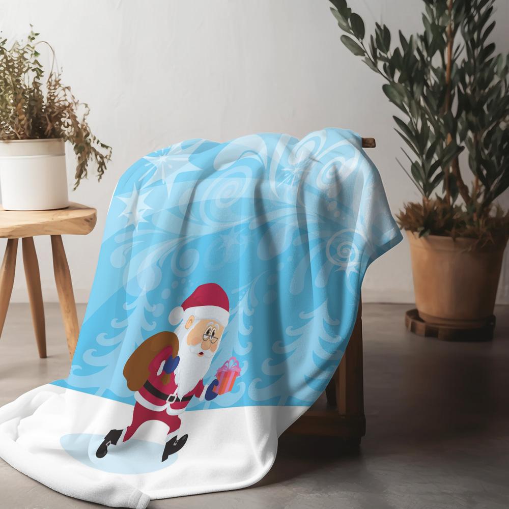 

Santa Claus Throw Blanket Festive Holiday Flannel Fleece Soft Warm Cozy Christmas Gift Home Decor Bedding Living Room Dorm Room 75x90cm