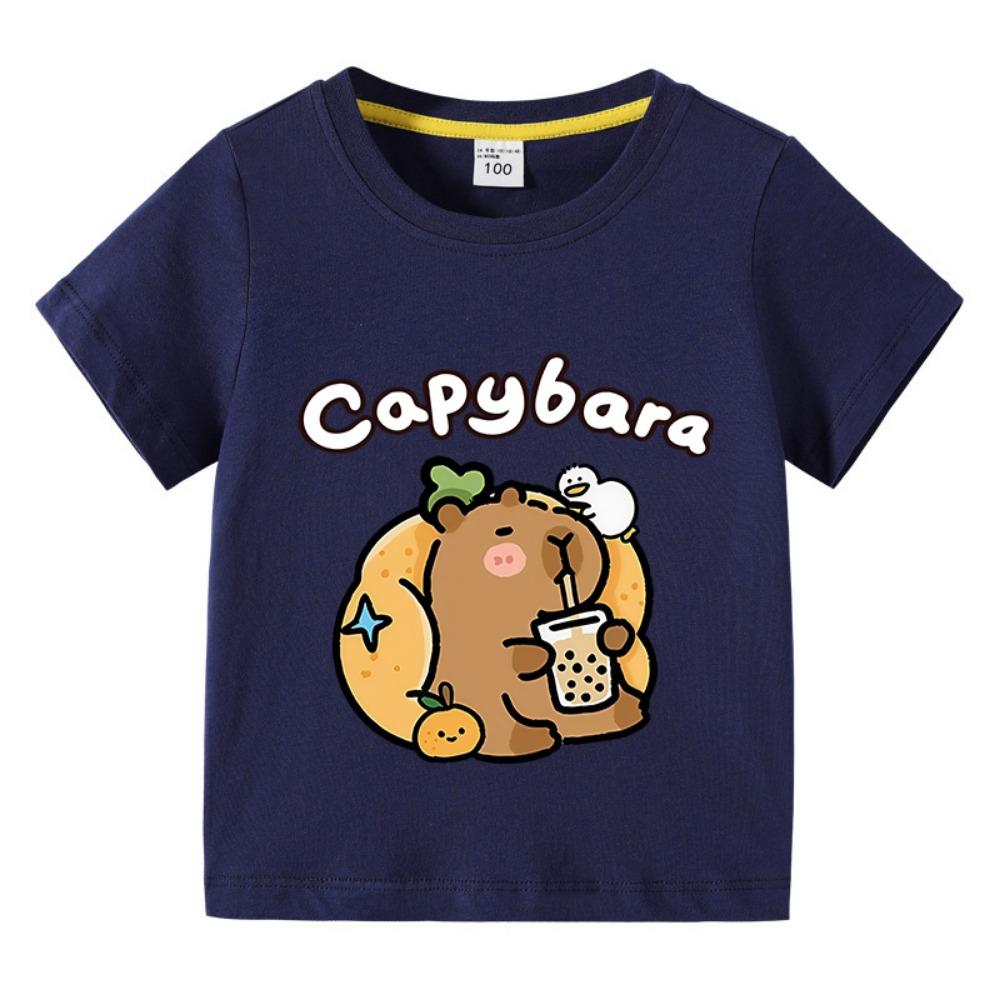 Children  T-shirt Kids Capybara T-shirt  Child Boys Cute Capibara Round Neck Tops Tee Kids Clothes For Summer