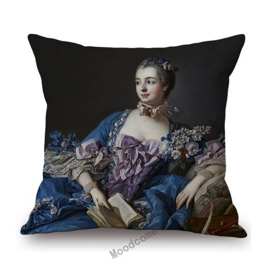 French Madame British Duchess Princess Rococo Oil Painting Art Royal Court Hotel Lobby Wall Decoration Pillow Case Cushion Cover