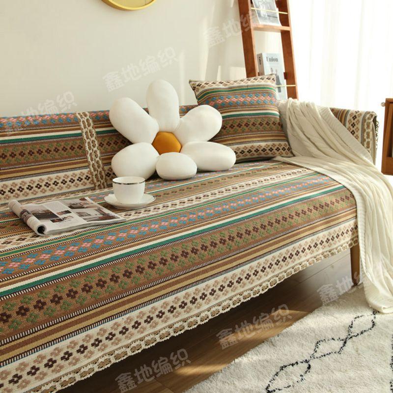 

All Year Round Neutral Cotton Linen Sofa Cushion Fabric Old Coarse Cloth Linen Non-Slip New Sofa Towel Slipcover Anti-Static Coffee(Bohemia) 45*45cm (custom shoot this)