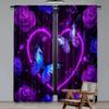 Flat Printing Window Drapes Glowing Butterflies Fantasy Digital Printed Polyester Family Party Use Event Curtains Set Of 2 Made