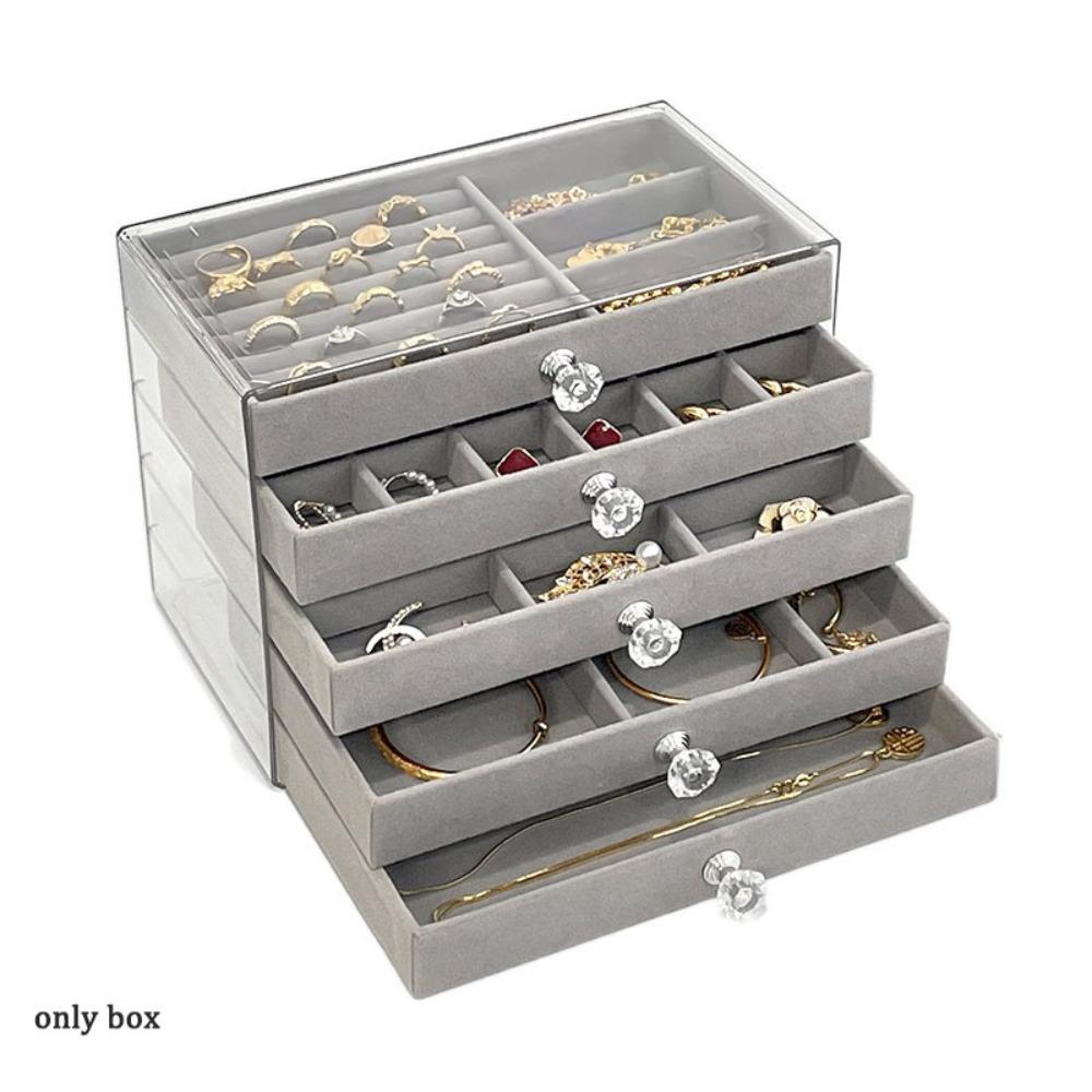 

Earrings Necklaces Velvet Jewelry Box Large Capacity Jewelry Organizer Jewelry Storage Style 3 Grey