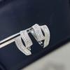 New Vintage 100% Pure 925 Sterling Silver Earrings Full Pave 5a Zircon Cross inlaying Ear Stud For Women Luxury Fine Jewelry