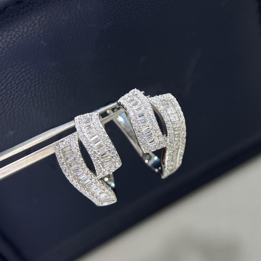 New Vintage 100% Pure 925 Sterling Silver Earrings Full Pave 5a Zircon Cross inlaying Ear Stud For Women Luxury Fine Jewelry