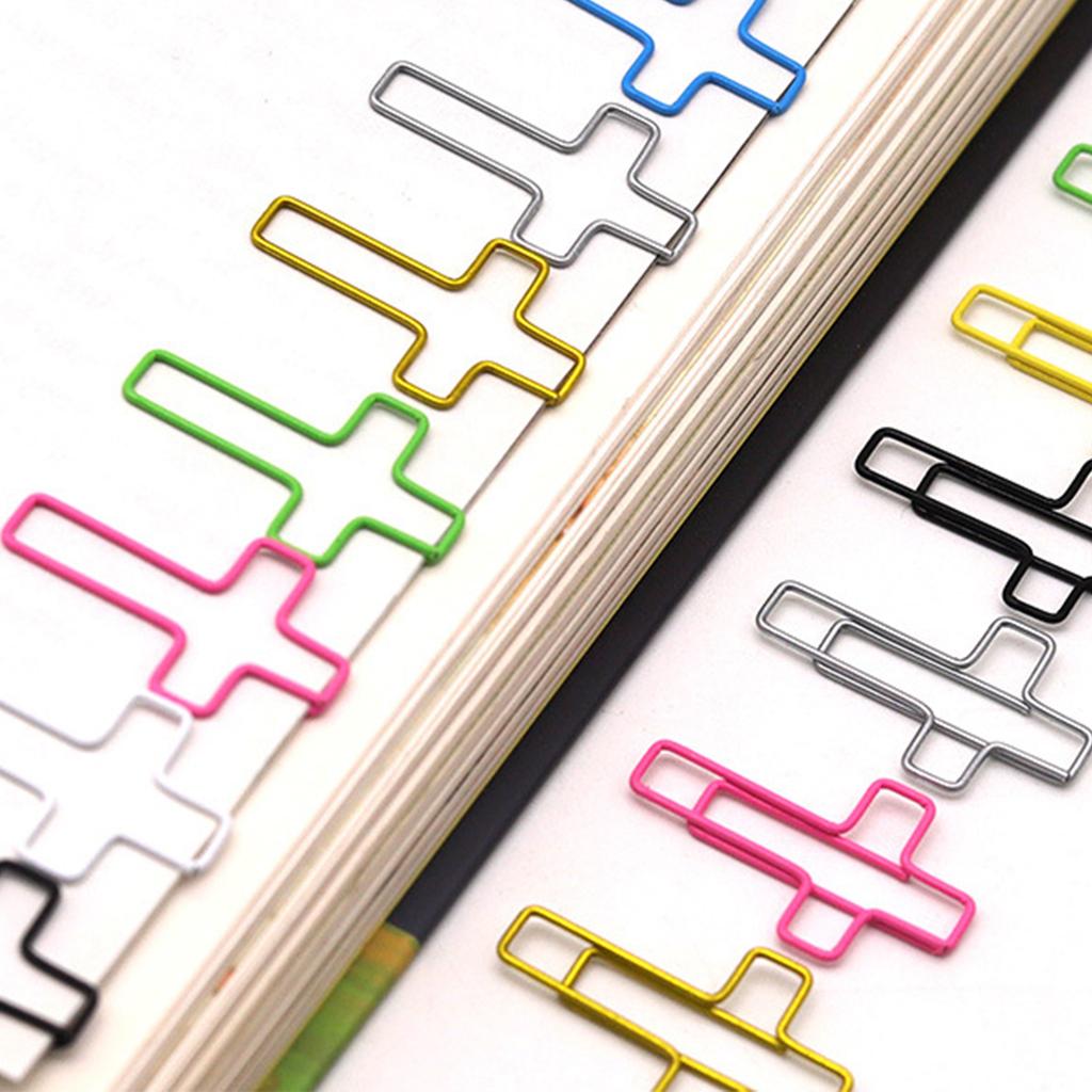 50 Pcs Crosses Shaped Paper Clips Metal Paperclips Bookmarks Office Clips Planner Clips Office Supplies for Student