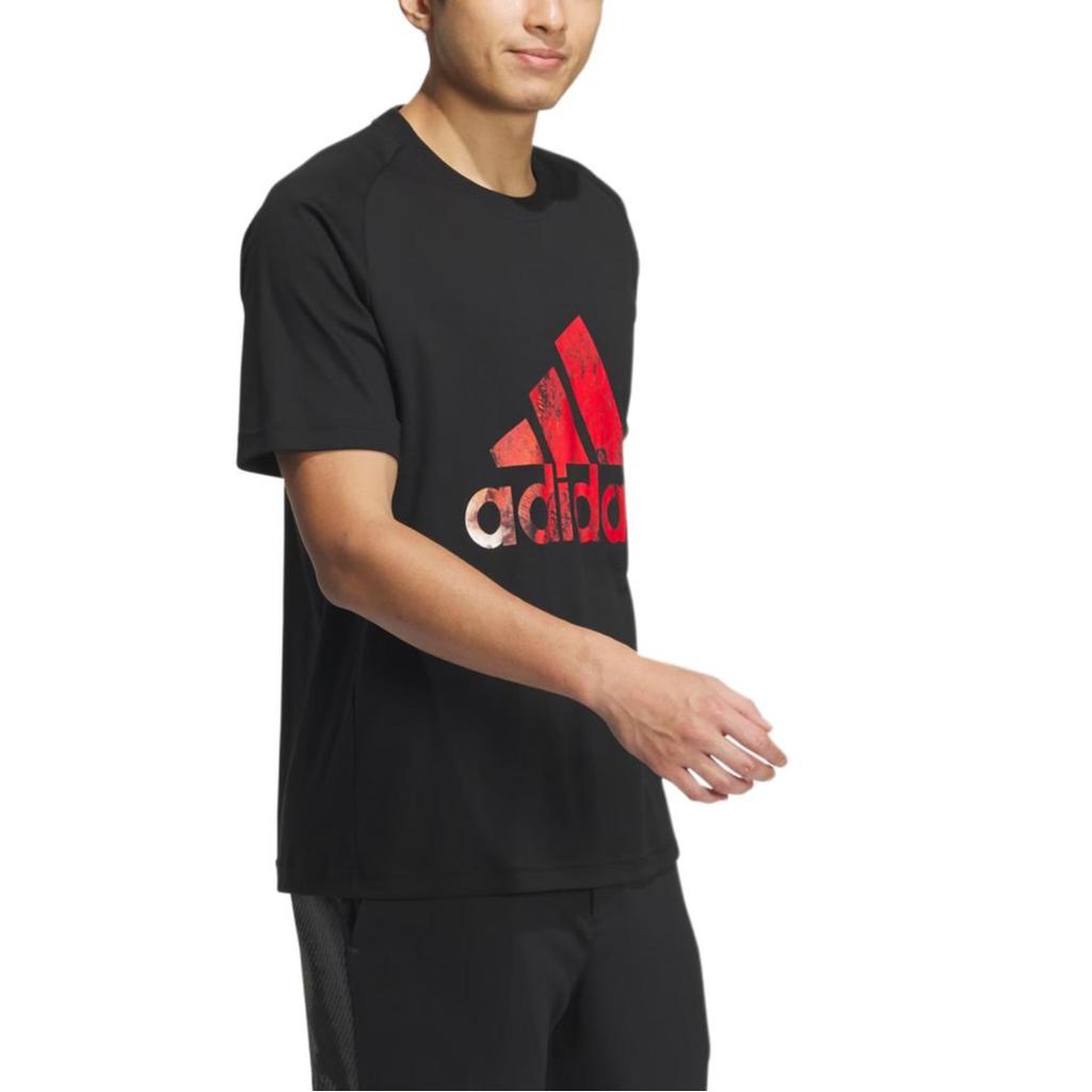 adidas Casual Πουλόβερ με Γράμματα και Στρογγυλή Λαιμόκοψη, Μανίκια Raglan, Κοντομάνικο T-Shirt, Ανδρικά T-Shirts, Μαύρο JF0797