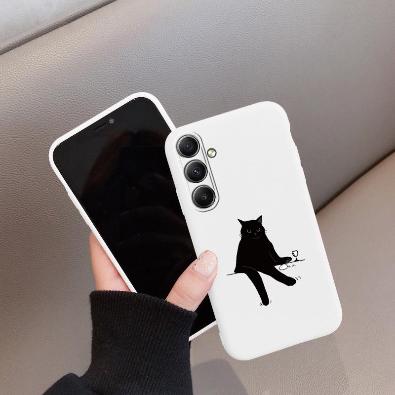 

М який силіконовий чохол Fashion Cat для iPhone Xiaomi Redmi Note 13 14C 15 Samsung A55 A35 M35 S24 FE S25 Huawei Honor Camera Protective Shockproof Cover Honor X5b білий