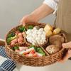Creative Imitation Vine Weaving Grid Basket Handmade 10 Styles Woven Rattan Snack Storage Tray Square Fruit Cake Platter