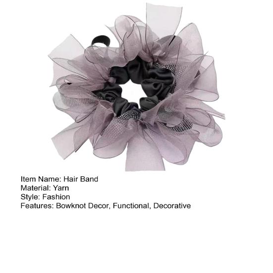 Women Hair Band Organza Bow Hair Rope Sparkling Rhinestones Decor Ponytail Holder Hair Styling Tool Hair Accessories