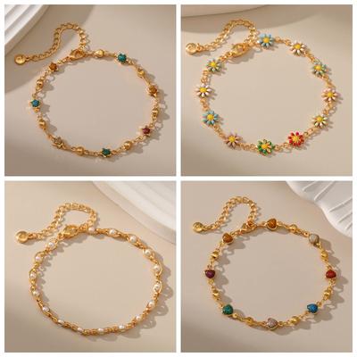 Stainless Steel Y2K Colorful Zircon Crystal Bracelet for Women Luxury Elegent 18K Gold Color Chain Dazzling Handmade Jewelry Acc