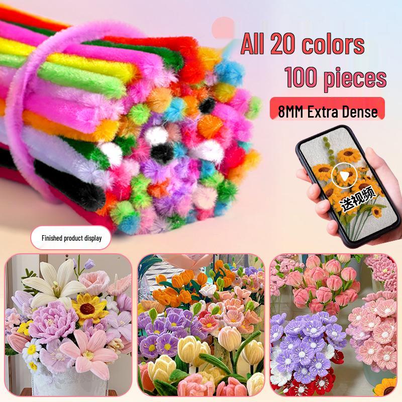 Pipe Cleaner Bouquet Kit: DIY Children's Weaving Material for Handmade Chenille Christmas Tree