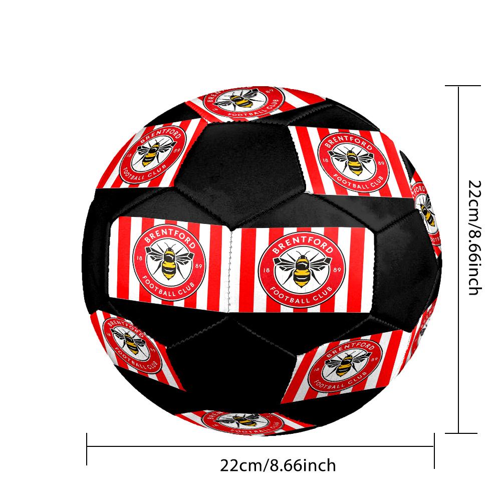 Brentford FC Indoor Soccer Ball Colorful All Ages Size 5 Machine Stitched PVC Competition Ready Durable High-Bounce
