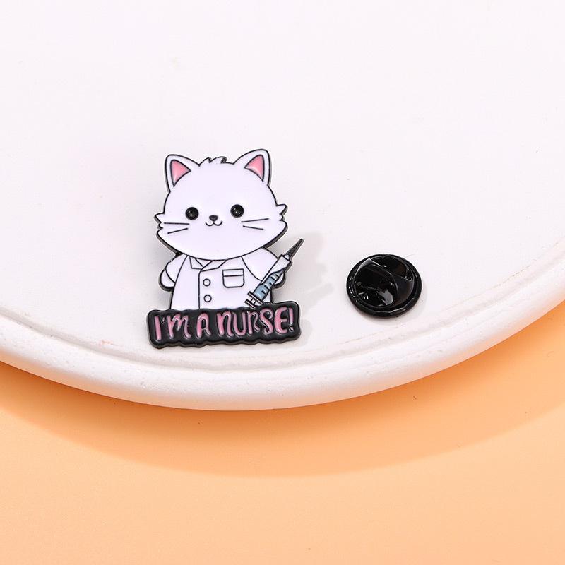 

Cartoon cat series brooch personality cute puppy doctor cat nurse medical supplies metal badge