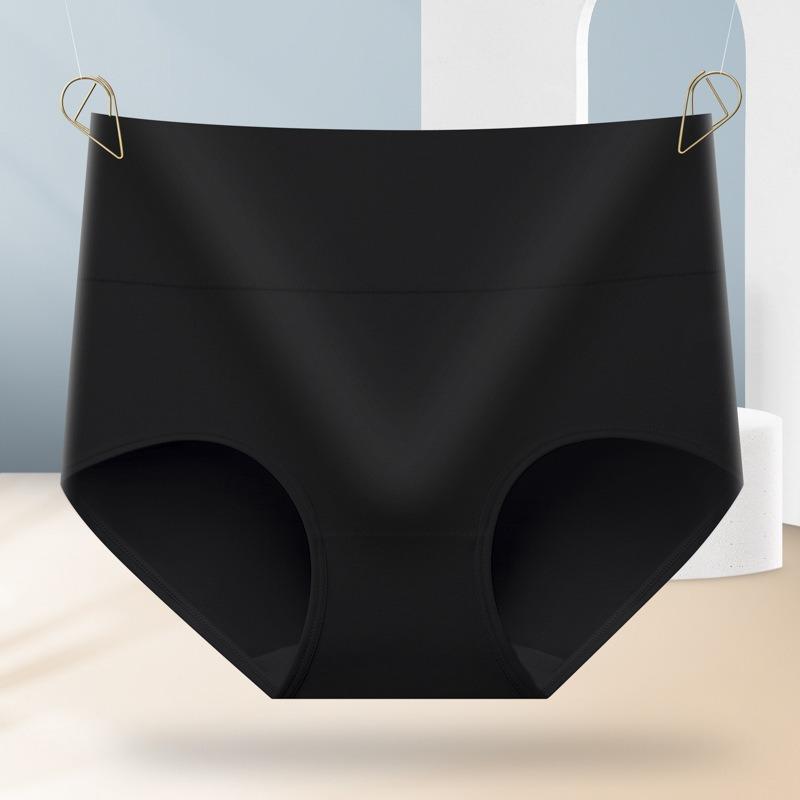 Women High Waist Solid Color Breathable Hip Lifting Tummy Control Cotton Underwear