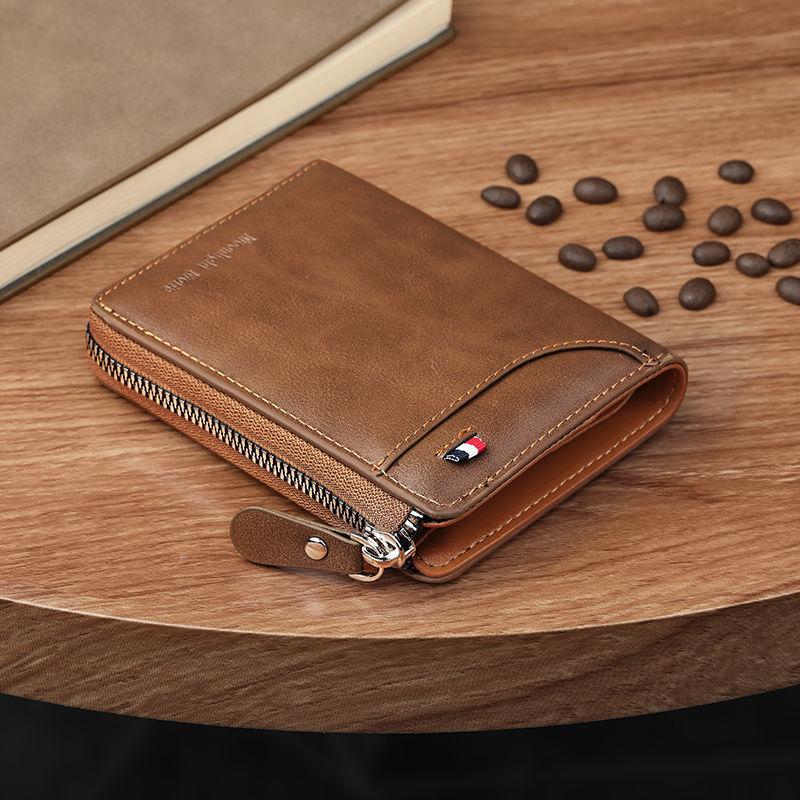 Anti-theft RFID Leather Wallet for Man ID Bank Credit Card Holder Bag Woman Wallets School Teacher Gift Luxury Vintage Zip Purse