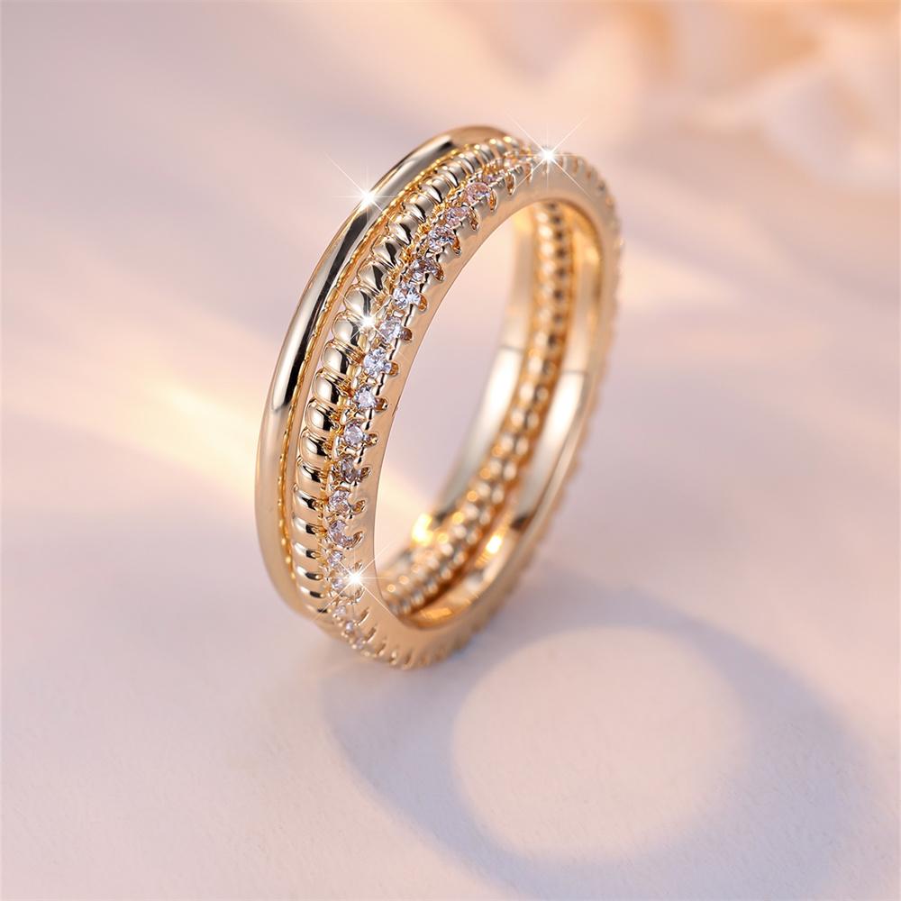 3pcs Minimalist Stacking Thin Ring Sets For Women Gold Color Simple Small White Zircon Wedding Bands Party Ins Finger Jewelry CZ