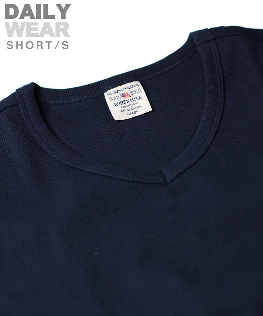 AVIREX DAILY RIB V-NECK TEE 6143501 men's L royal