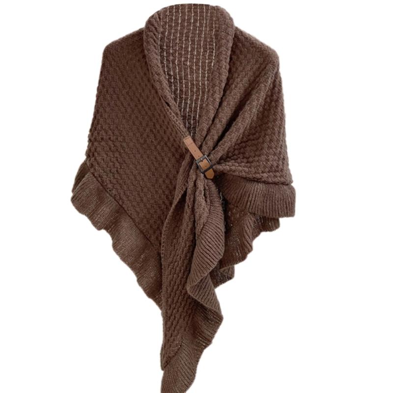 Elegant Open Front Warm Ponchos Shawl Knit Wrap for Women Soft Warm Stylish Oversized Scarf Wrap Knitted