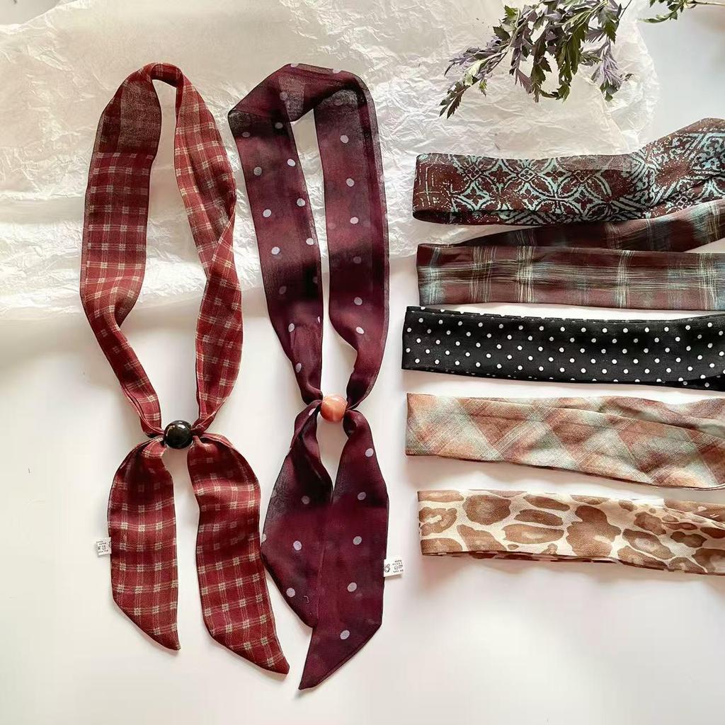 Elegant Spring Silk Scarf Necklace for Women - Versatile Gem Flower Ribbon Collar Accessory