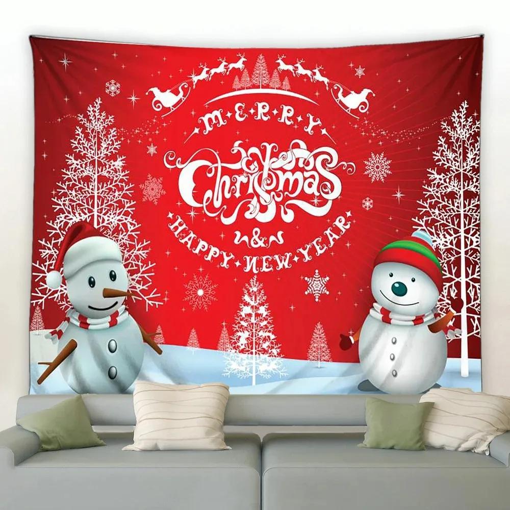 Christmas Cartoon Naughty Snowman Tapestry Living Room Sofa Home Decoration Christmas Gift