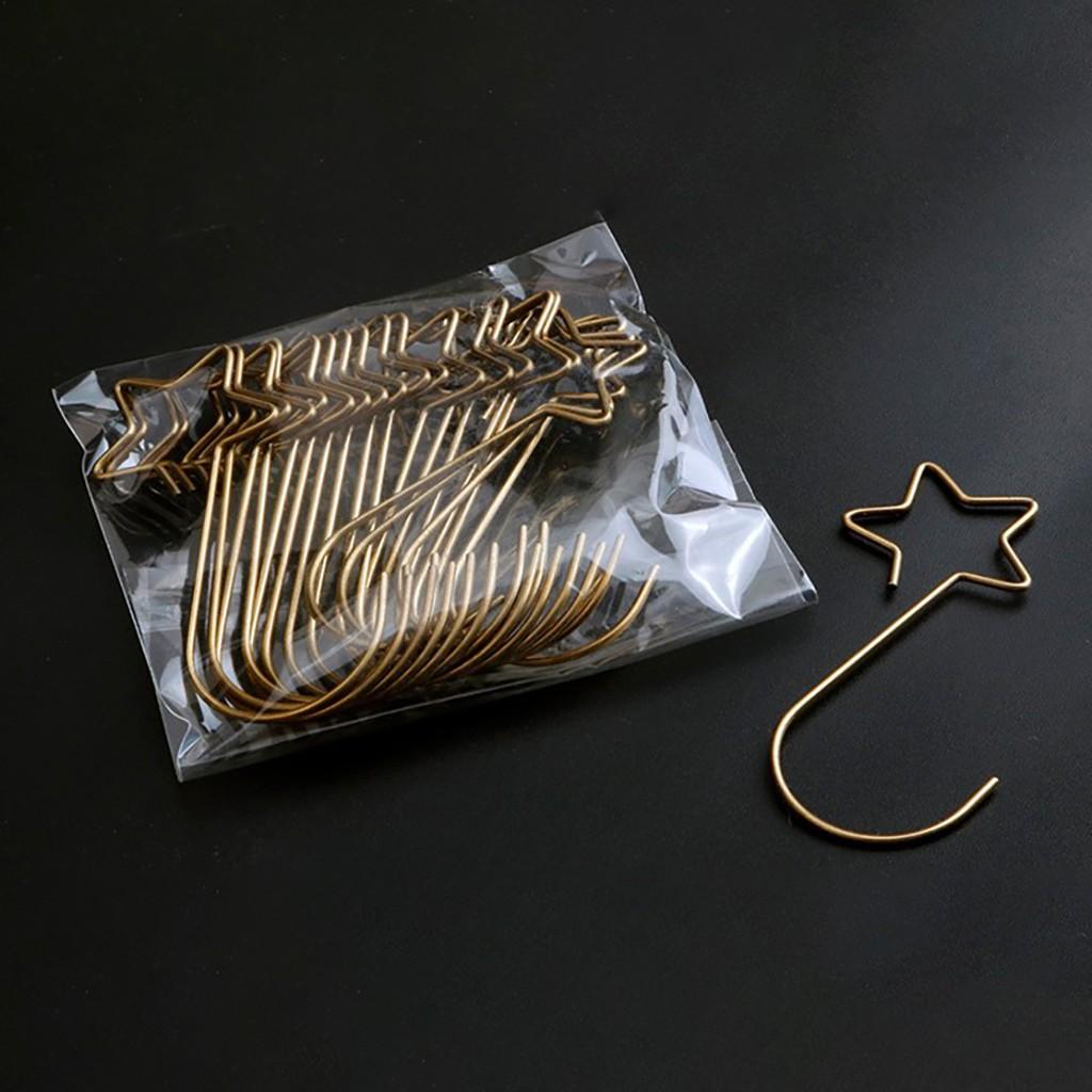 Multi-purpose Metal Star Shape Hooks Christmas Tree Holder Decoration Gold 20PCS