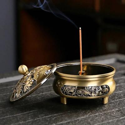 Klassischer Kupfer Antik Dreibeiniger Aromatherapie Räuchergefäß Haushalt Innen Dekoratives Sandelholz Schnitzerei Räuchergefäß