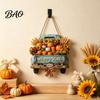 Outdoor Front Door Hanging Decor Harvest Pumpkin Truck Sign for Door, Wooden Fall with Retro Pickup Home Hemp Rope, Distressed Farmhouse Welcome Sign,