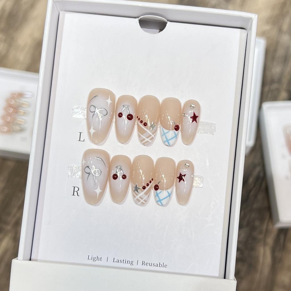 Fresh Hand-painted Blush French Cute Manicure Pure Hand-wearing Armor