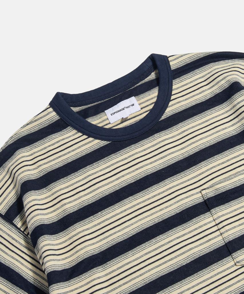 ESPIONAGE Vintage Border Pocket Tee Navy