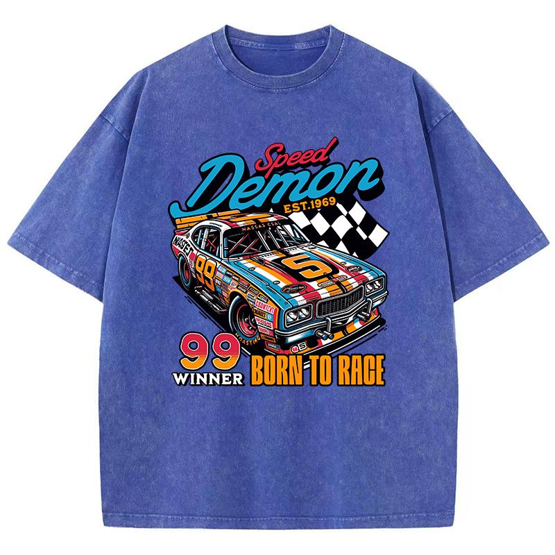 

Уличные женские футболки с принтом Speed Demon Born To Race 99 Winner, удобные хлопковые топы оверсайз S