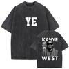 Rapper Kanye West YE Tour 2026 Vintage Prané Tričká Pánske Hip Hop Gotická Móda Nadrozmerné Bavlnené Tričká Unisex Streetwear
