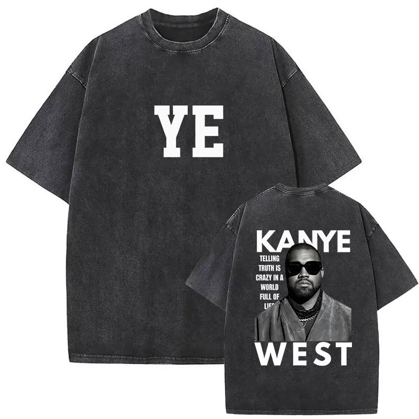 Vintage Gewaschen Kanye West Bully Neues Album 2026 Grafik T-Shirt Herren Rap Gothic Punk Hip Hop Kurzarm T-Shirt Mann Streetwear